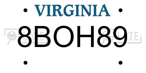 8BOH89 Virginia License Plate