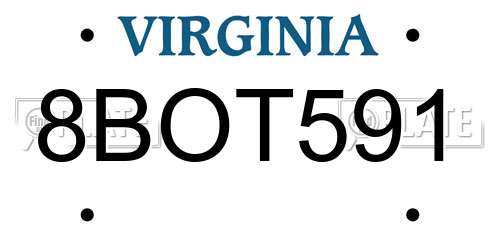 8BOT591 Virginia License Plate
