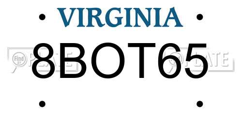8BOT65 Virginia License Plate