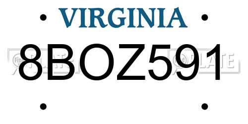 8BOZ591 Virginia License Plate