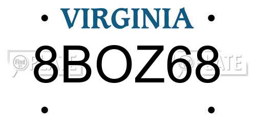 8BOZ68 Virginia License Plate