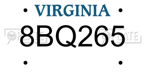 8BQ265 Virginia License Plate