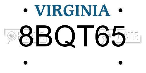 8BQT65 Virginia License Plate