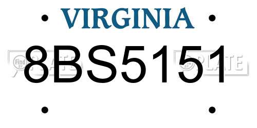 8BS5151 Virginia License Plate