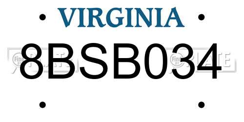 8BSB034 Virginia License Plate