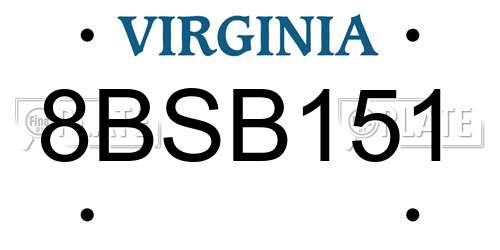 8BSB151 Virginia License Plate