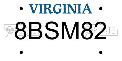 8BSM82 Virginia License Plate
