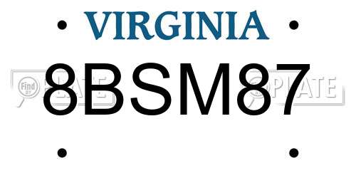 8BSM87 Virginia License Plate
