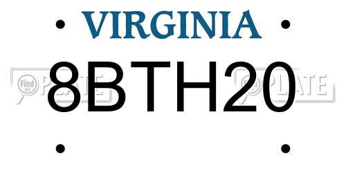 8BTH20 Virginia License Plate