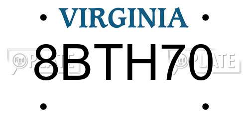 8BTH70 Virginia License Plate
