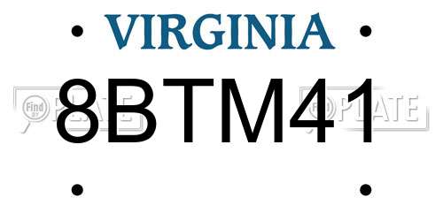 8BTM41 Virginia License Plate