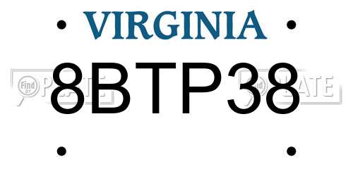8BTP38 Virginia License Plate