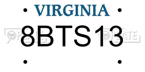 8BTS13 Virginia License Plate