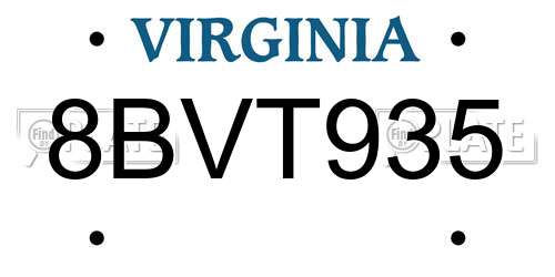 8BVT935 Virginia License Plate