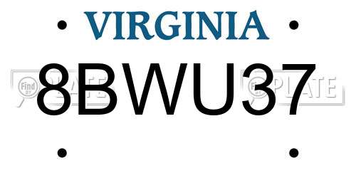 8BWU37 Virginia License Plate