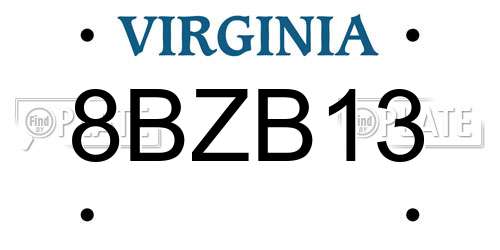 8BZB13 Virginia License Plate
