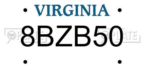 8BZB50 Virginia License Plate