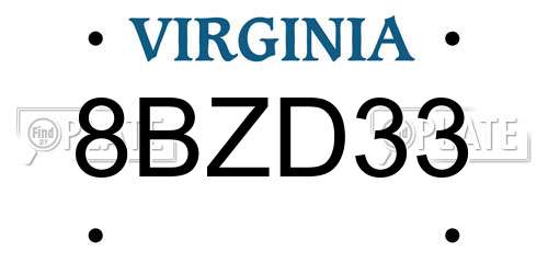 8BZD33 Virginia License Plate