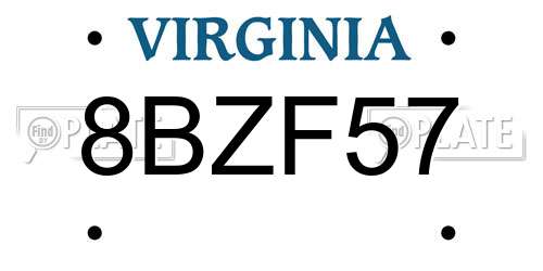 8BZF57 Virginia License Plate