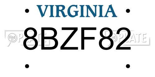 8BZF82 Virginia License Plate
