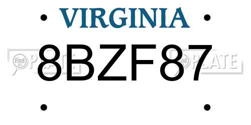 8BZF87 Virginia License Plate