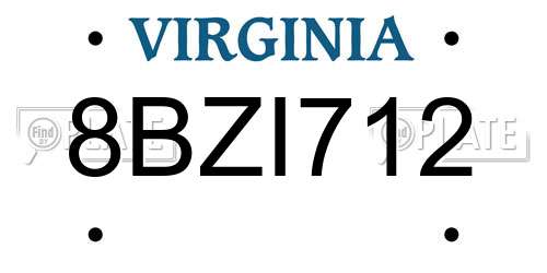 8BZI712 Virginia License Plate