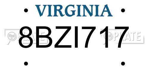8BZI717 Virginia License Plate