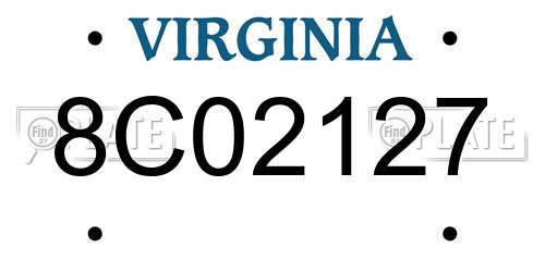 8C02127 Virginia License Plate
