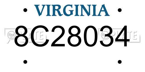 8C28034 Virginia License Plate