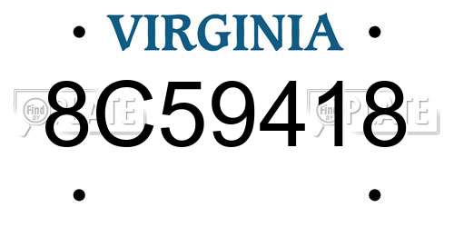 8C59418 Virginia License Plate