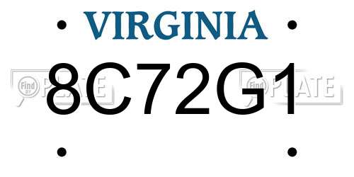 8C72G1 Virginia License Plate