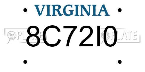 8C72I0 Virginia License Plate