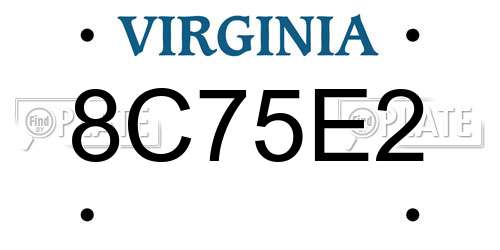 8C75E2 Virginia License Plate