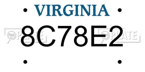 8C78E2 Virginia License Plate