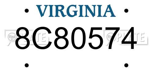 8C80574 Virginia License Plate