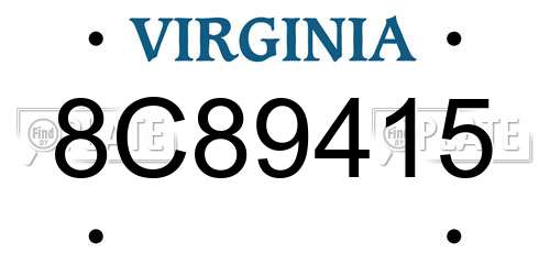 8C89415 Virginia License Plate