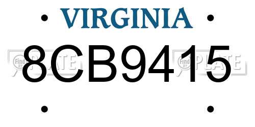 8CB9415 Virginia License Plate