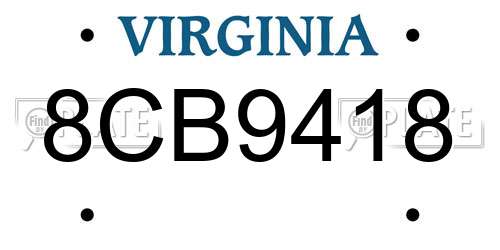 8CB9418 Virginia License Plate