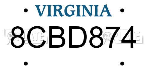 8CBD874 Virginia License Plate