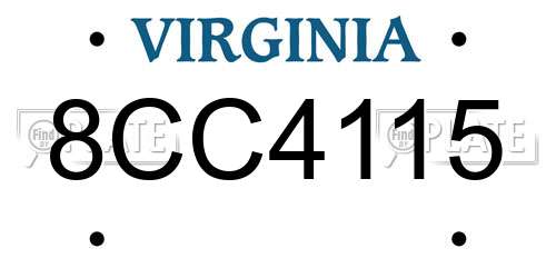 8CC4115 Virginia License Plate