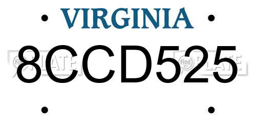 8CCD525 Virginia License Plate