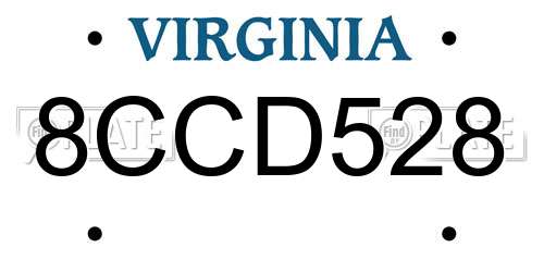 8CCD528 Virginia License Plate