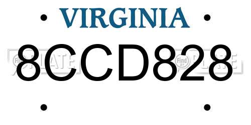 8CCD828 Virginia License Plate