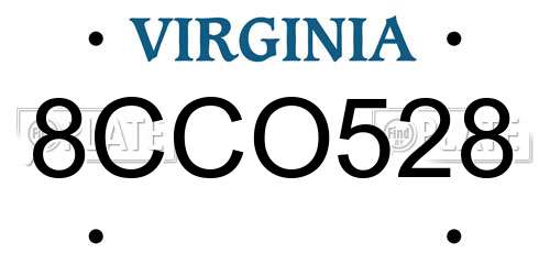 8CCO528 Virginia License Plate