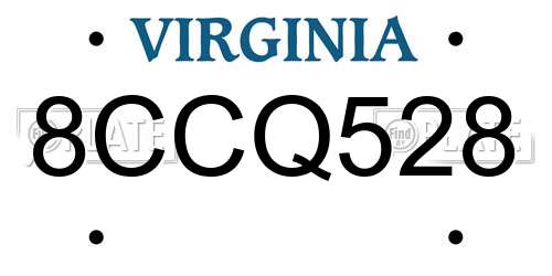 8CCQ528 Virginia License Plate