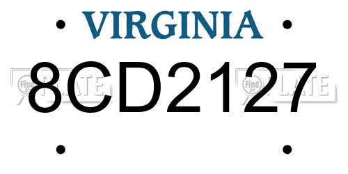 8CD2127 Virginia License Plate