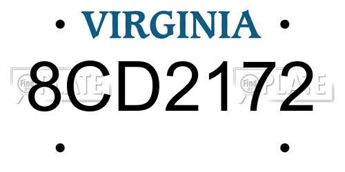 8CD2172 Virginia License Plate