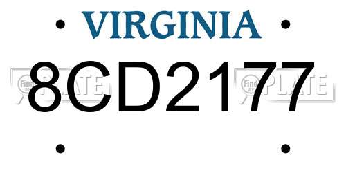 8CD2177 Virginia License Plate