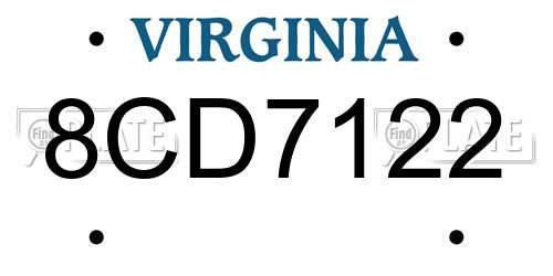 8CD7122 Virginia License Plate