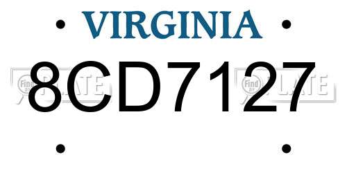 8CD7127 Virginia License Plate